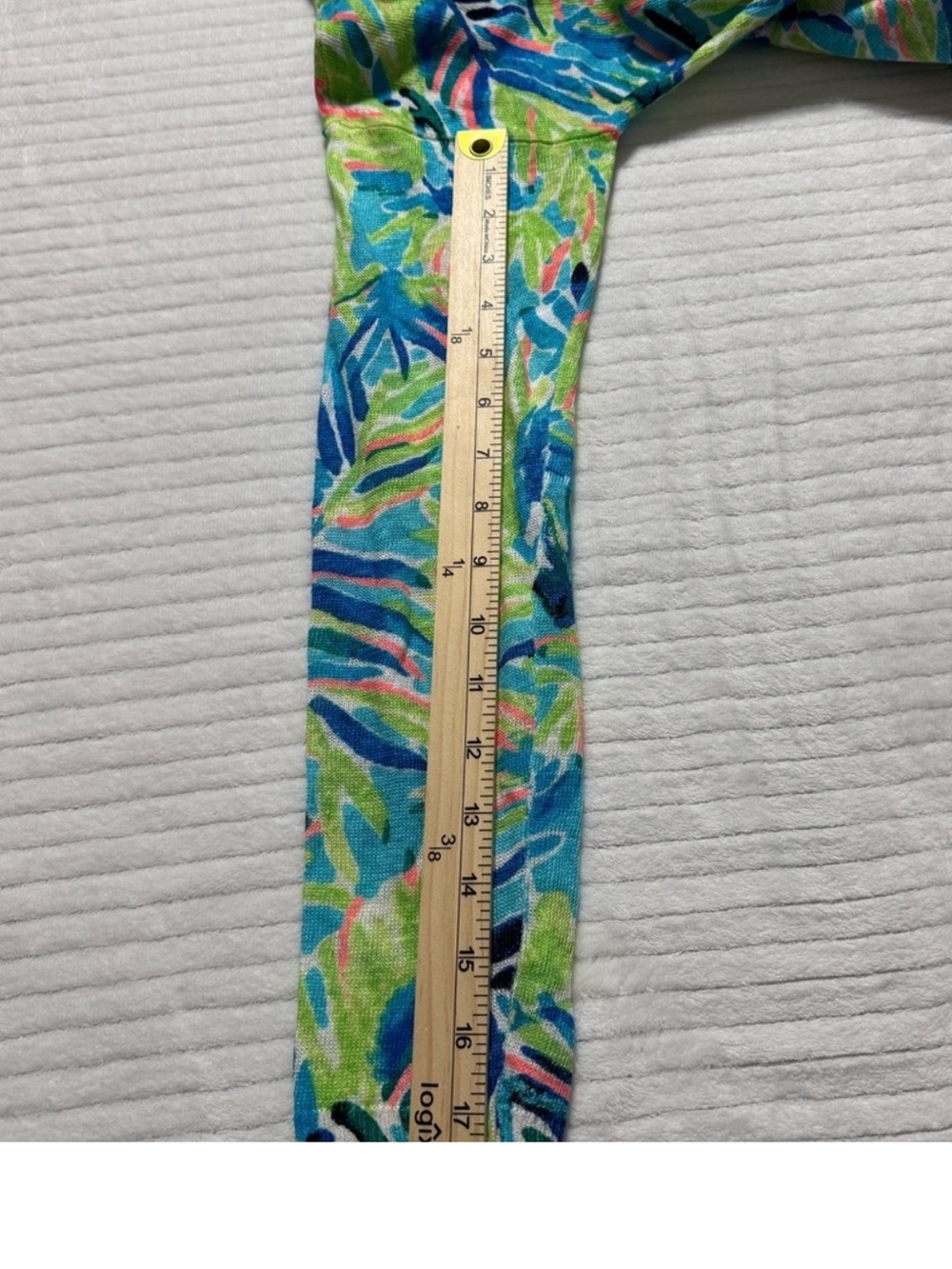 Lilly Pulitzer Blue Green Pink Tropical Leaf V-Neck Long Sleeve Top - Picture 10 of 11